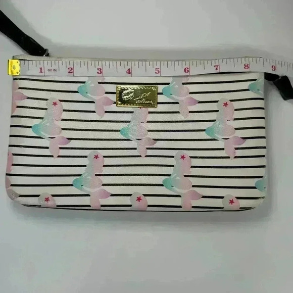 Luv Betsey Johnson Pastel Mermaid Striped Double Pouch Wristlet Clutch Bag - Picture 11 of 12